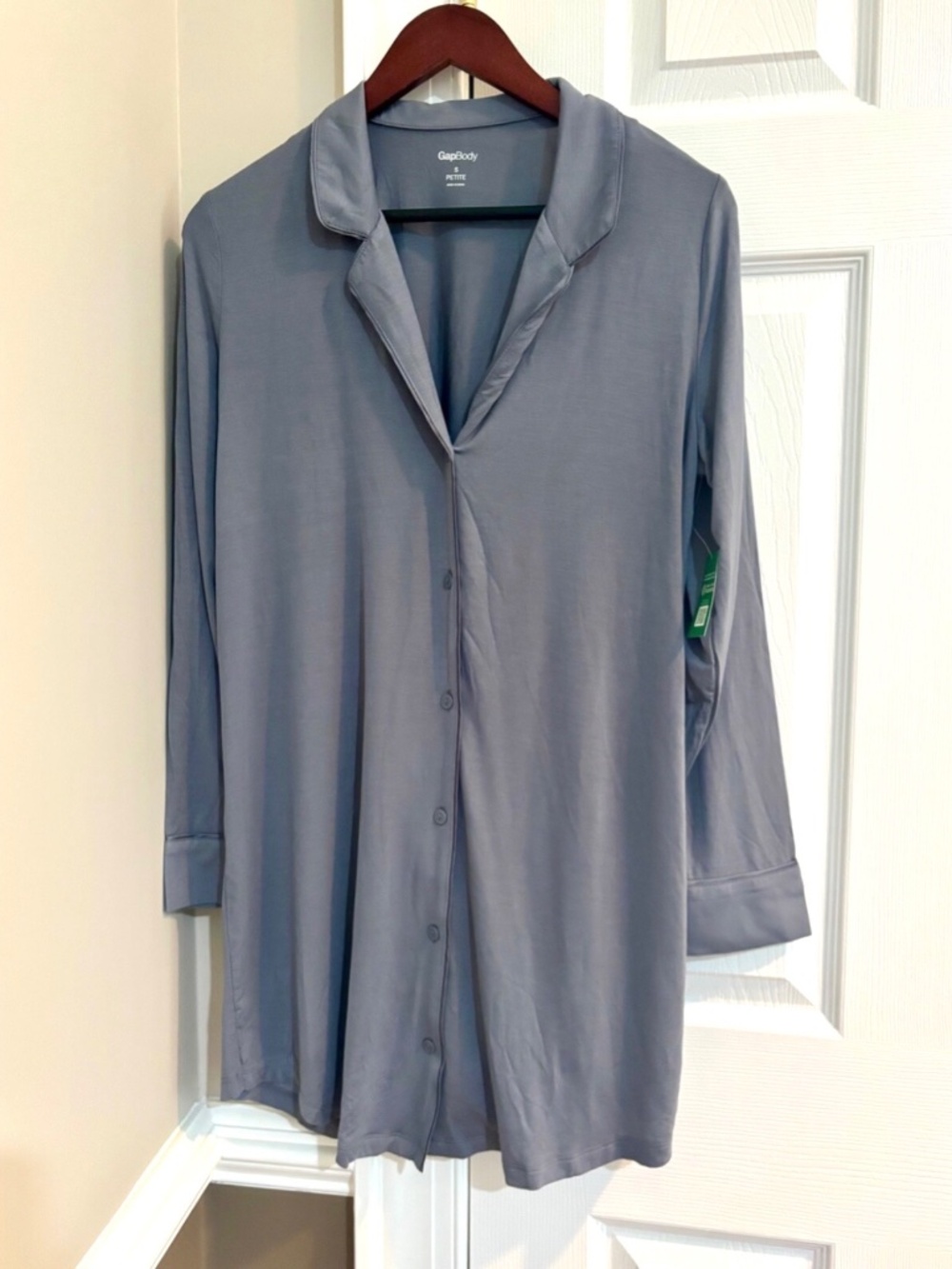 NEW TAGS GAP MODAL PAJAMA LONG SLEEVED TOP SHIRT DRESS GRAY SMALL PETITE $60